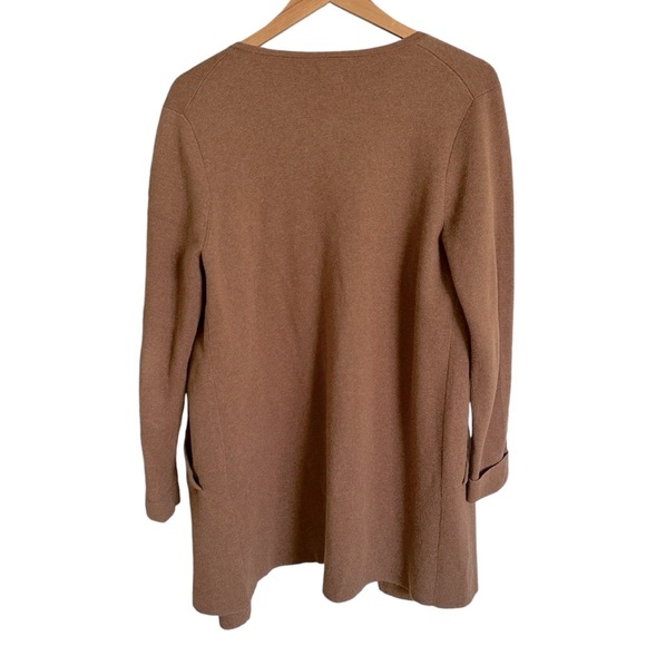 J Crew Factory small Vanessa Brown Open Cardigan Sweater Longline Office Knit - Picture 4 of 8